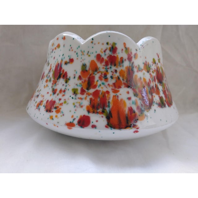 Vintage White Speckled Decorative Bowl or Planter For Sale - Image 6 of 6