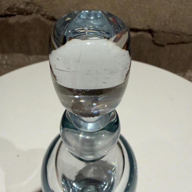 1960s Strombergshyttan Swedish Ice Blue Crystal Decanter Vessel Scandinavian Modern For Sale - Image 5 of 10