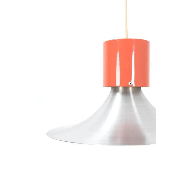 Pendant Lamp with Orange Detail For Sale - Image 3 of 8