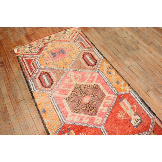 Textile Vintage Zabihi Collection Funky Tribal Turkish Runner For Sale - Image 7 of 10