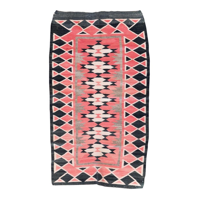 Galerie Shabab Collection Tribal Mid-20th Century Handmade American Navajo Flatwoven Throw Rug For Sale