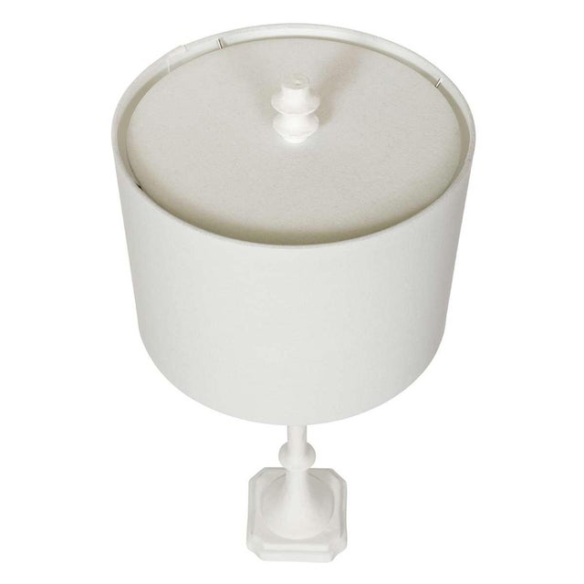 Neoclassical Late 20th Century Tall White Gesso Table Lamps With Shades - a Pair For Sale - Image 3 of 4