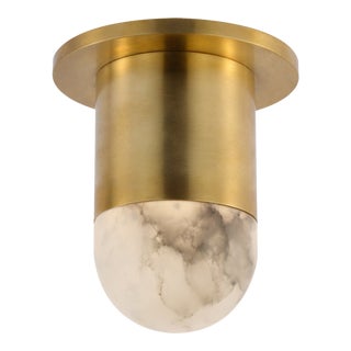 Kelly Wearstler for Visual Comfort Signature Melange Mini Monopoint Flush Mount in Antique-Burnished Brass with Alabaster For Sale