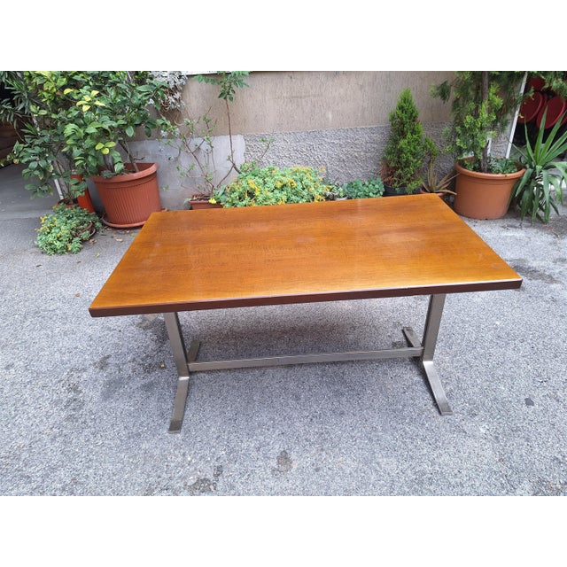 Desk in Wood and Chromed Metal by Gianno Moscatelli for Formanova, 1960s For Sale - Image 6 of 15