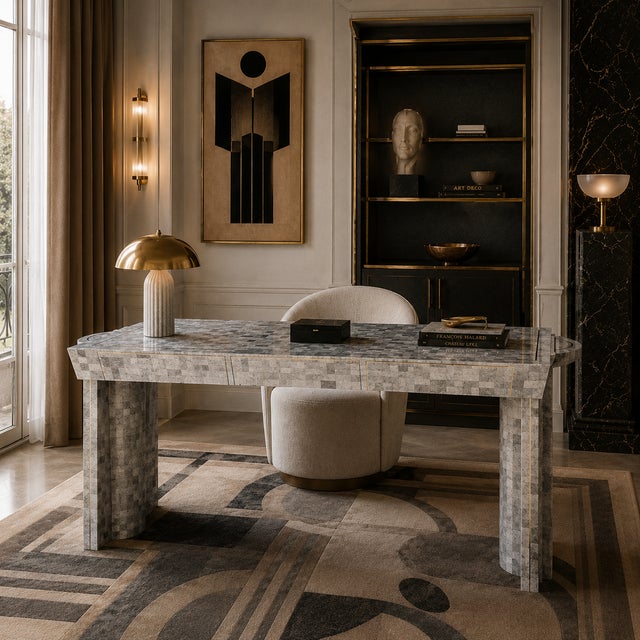 Vintage Sculptural Tessellated Marble Desk For Sale - Image 9 of 9
