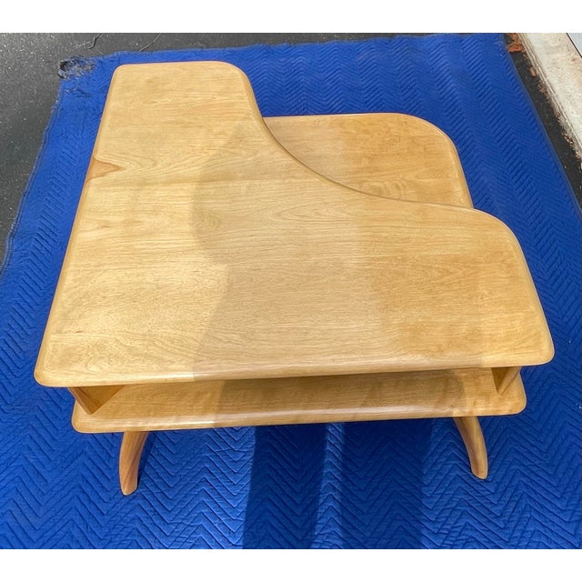 Heywood-Wakefield Midcentury Modern Two Tier Corner Table For Sale - Image 10 of 13