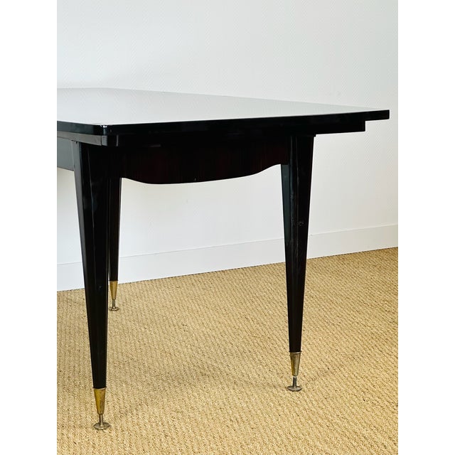 Black Art Deco Dining Table in Macassar Ebony, 1940s For Sale - Image 8 of 18