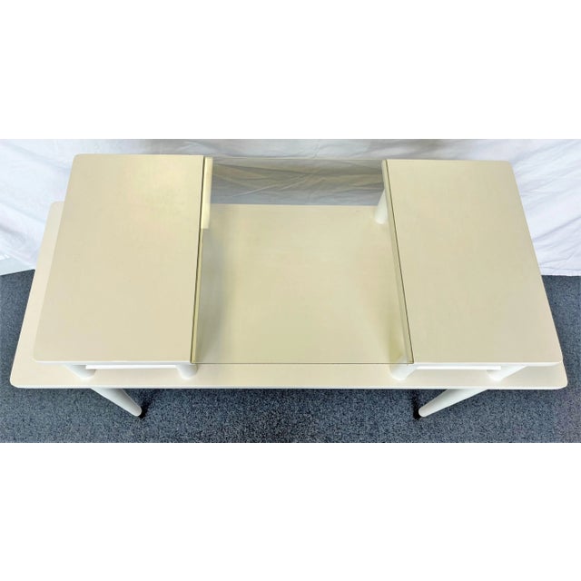 1970s Mid-Century Modern Raised Shelf Vanity/ Desk With Brass Feet For Sale - Image 5 of 12