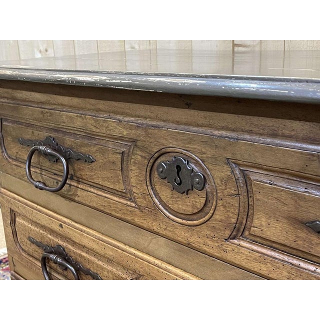18th Century Louis XV Walnut Chest of Drawers with Grey Top For Sale - Image 13 of 18