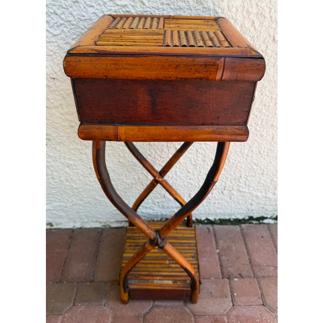 Mid 20th Century Burnt Bamboo Scupltural Side Table For Sale - Image 5 of 9