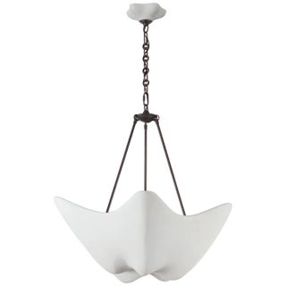 AERIN for Visual Comfort Signature Cosima Medium Chandelier in Bronze with Plaster White Shade For Sale