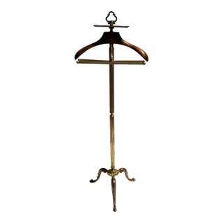1970s Italian Brass and Wood Valet Stand For Sale
