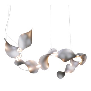Dune 8 Curve Chandelier with Silver Anodized Shades by Daniel Becker For Sale