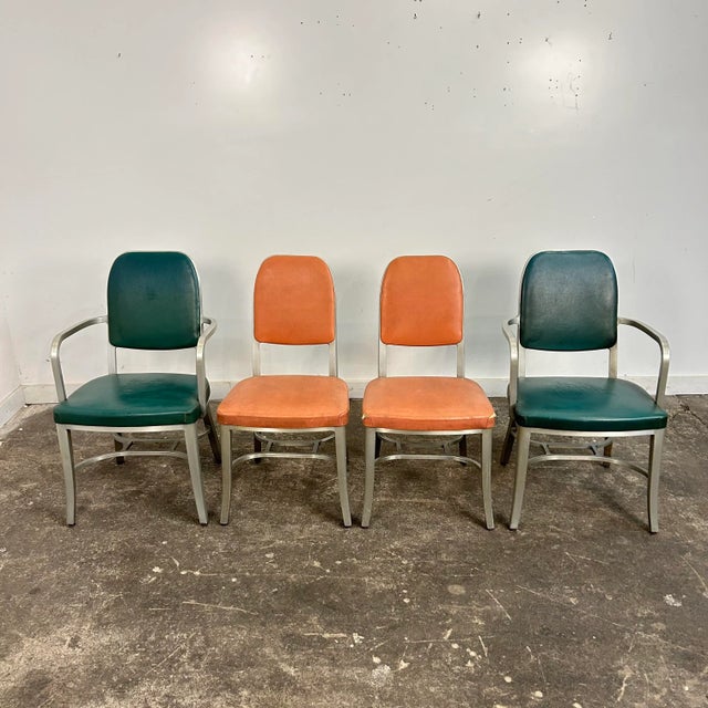 Set of 4 Rare Design GoodForm Aluminum Chairs Industrial Art Deco For Sale - Image 10 of 12