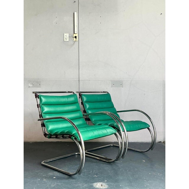 Knoll Vintage Boho Mies Van Der Rohe for Knoll Mr20 Lounge Chairs From the Estate of Geoffrey Beene - A Pair For Sale - Image 4 of 10