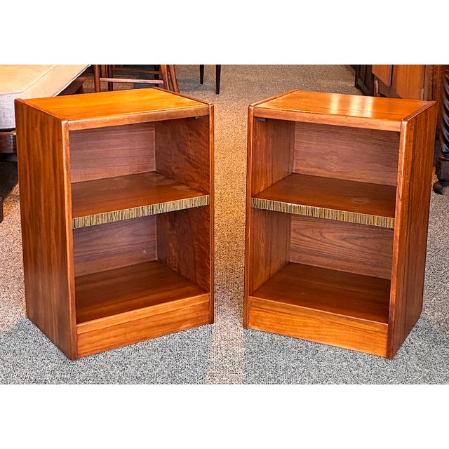 Mid-Century Modern Pair of Mid Century Modern Teak Nightstands W/ Open Shelving c.1960 For Sale - Image 3 of 8