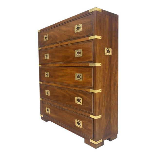 Thomasville Fine Shallow Low Profile 5 Drawer 34" High Chest Dresser Console For Sale