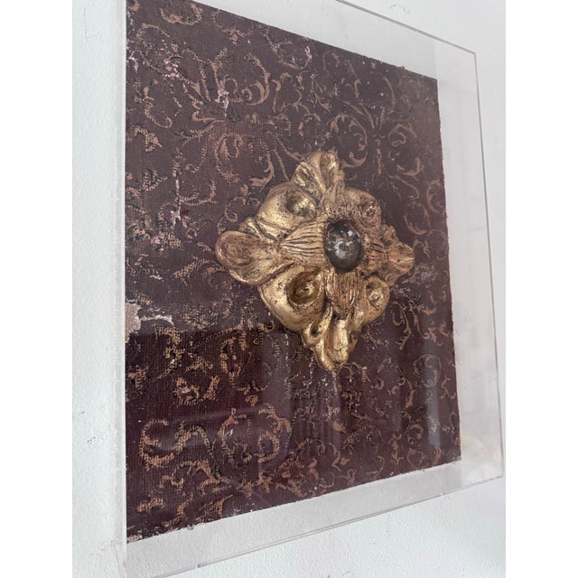 Antiqued Hand-Made Convex Mirror Architectural Fragment in Acrylic Case For Sale In West Palm - Image 6 of 6