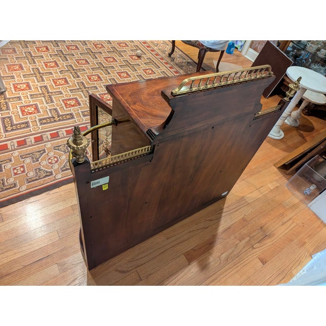 1930s Theodore Alexander Neoclassical Style Exotic Wood and Brass Umbrella Stand/Cabinet With Etched Glass Cabinets for Additional Storage For Sale - Image 9 of 11