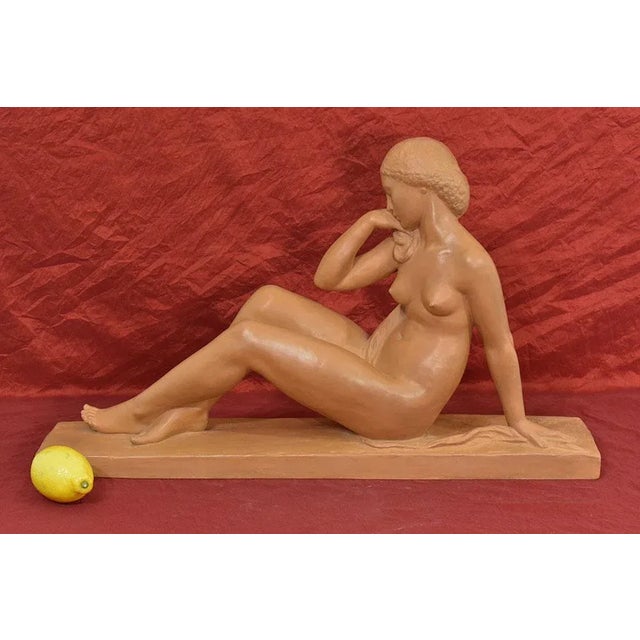 Amedeo Gennarelli / Ortis, Art Deco Nude Sculpture of Young Woman, 20th Century, Terracotta For Sale - Image 11 of 11