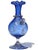 Late 19th Century Antique Venetian Murano Sapphire Blue Gold Leaf Handles Italian Art Glass Ruffle Rim Footed Flower Vase For Sale - Image 5 of 9