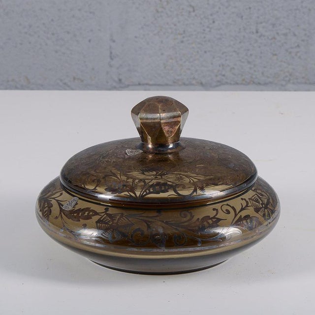 Bowl with Glass Lid and Silver Decorations For Sale - Image 4 of 8