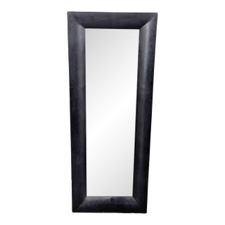 Crate & Barrel Leather Wrapped Floor Mirror For Sale