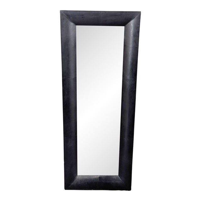 Crate & Barrel Leather Wrapped Floor Mirror For Sale