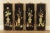 High Quality Vintage Lacquered 4 Wall Panels, Carved Soapstone and Hand Painted Chinoiserie Decoration