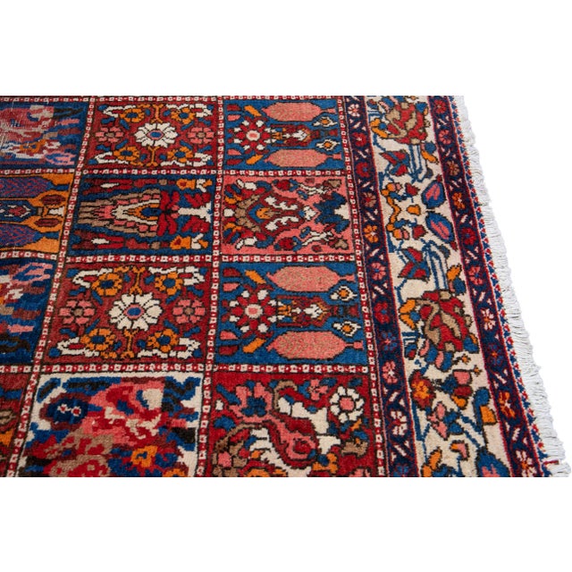 Persian Bakhtiari Handmade Allover Pattern Multicolor Wool Rug For Sale In New York - Image 6 of 10