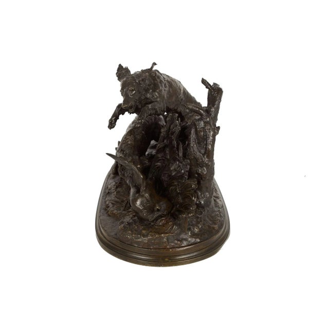 Authentic Atelier Cast Antique Bronze Sculpture of Duck Hunt by Pierre Jules Mene For Sale - Image 4 of 12