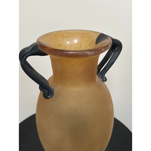 Murano Glass Amphora Scavo Vase Frosted Amber Gold Table Vase Ea Made in Italy For Sale - Image 4 of 12