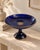 Elegant french pedestal tazza or compote in deep cobalt blue porcelain, dating from the late 19th century. the wide...