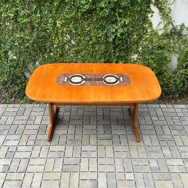 Mid-Century Modern Vintage Danish Modern Teak & Tile Extension Dining Table by Gangso Mobler For Sale - Image 3 of 16