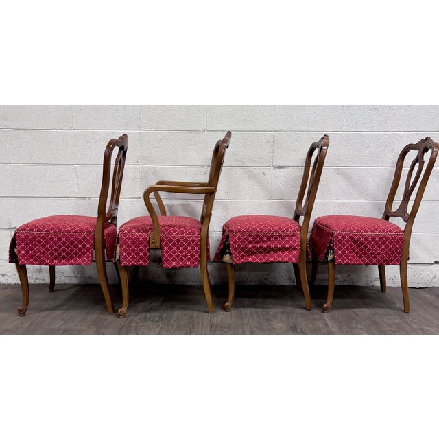Late 20th Century Vintage French Provincial French Louis XV Style Upholstered Dining Chairs For Sale - Image 5 of 7