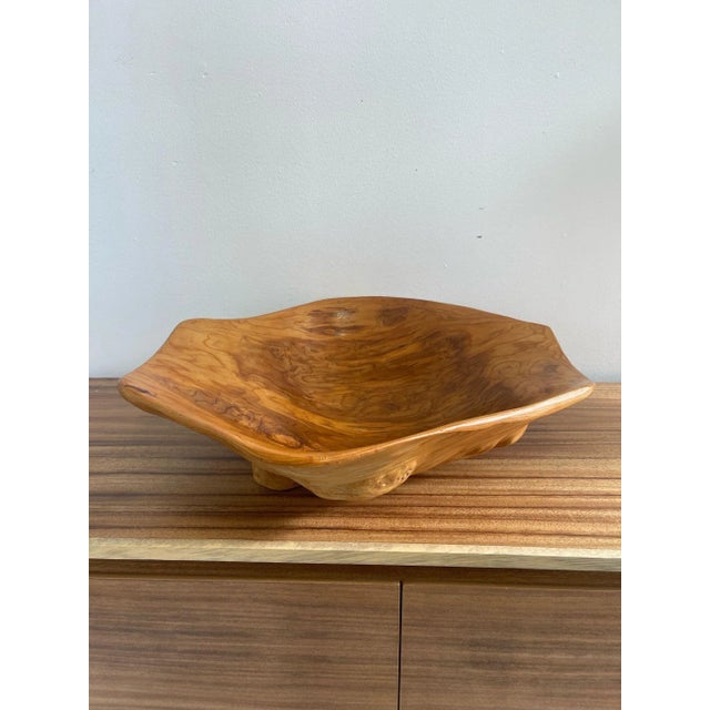 1970s Vintage Decorative Hand Carved Organic Wooden Freedom Bowl For Sale - Image 5 of 9
