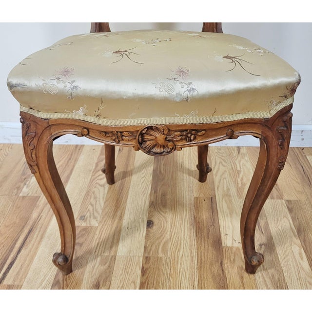 Pair French 19th C Upholstered Louis XV Style "Shell" Carved Walnut Side Chairs For Sale - Image 13 of 18