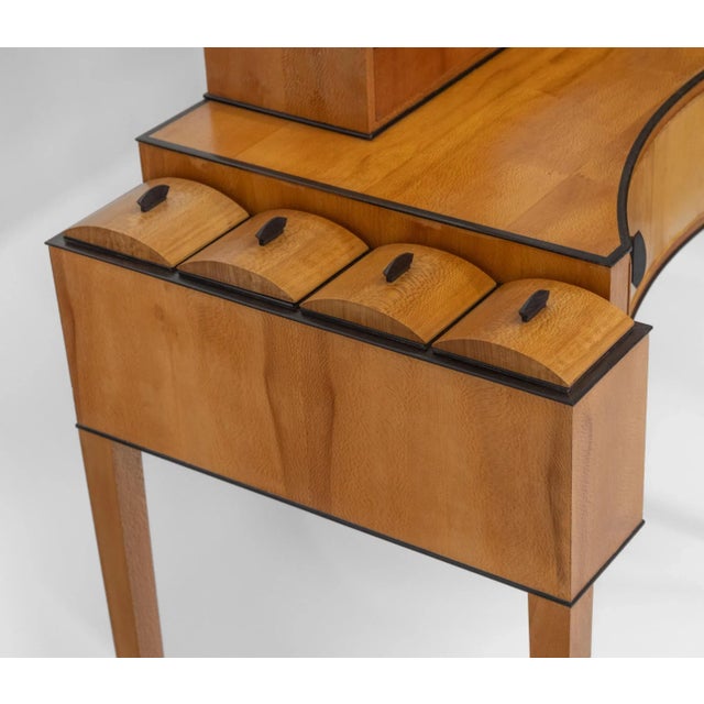 Bespoke Art Deco Revival London Plane & Ebony Dressing Table from Francesca Graham, 1984 For Sale - Image 16 of 18