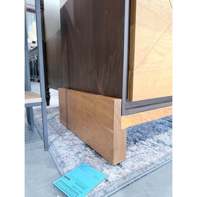 Lawson-Fenning Walnut & Oak Geometric Three Door Sideboard Credenza For Sale - Image 11 of 12