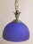 Metal Vintage Ceiling Lamp with Blue Dome-Shaped Glass Screen on Brass Mount, 1980s For Sale - Image 7 of 7