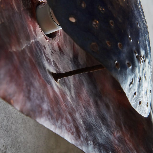 Artisan Made Purple Patinated Metal Sconce, France 1950s For Sale - Image 9 of 10