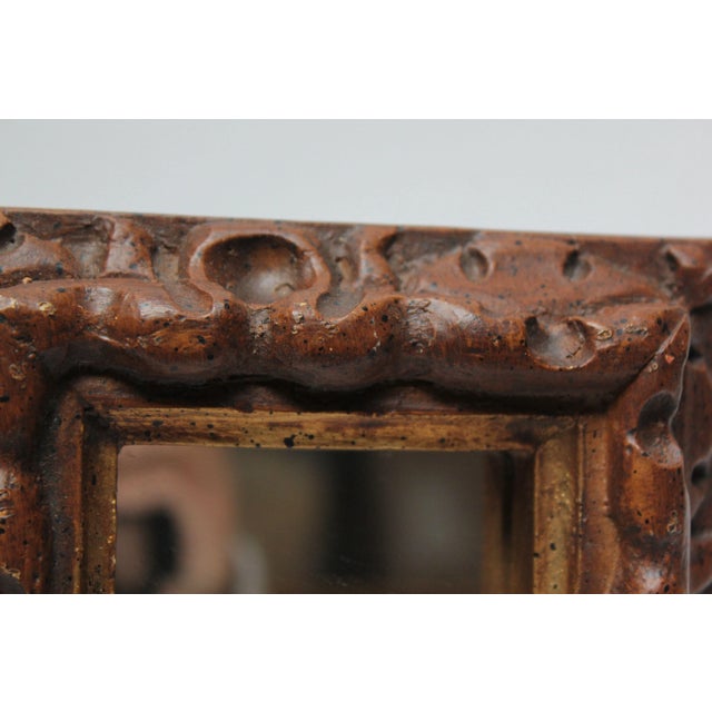 Small Faux-Wood Resin Accent Wall Mirror For Sale - Image 10 of 13
