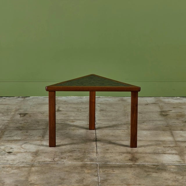 Brown Gordon & Jane Martz Triangular Black Coin Tile Mosaic Side Table For Sale - Image 8 of 12