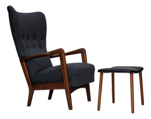 Set of Vintage Danish Lounge Chair and Ottoman by Fritz Hansen, 1960s