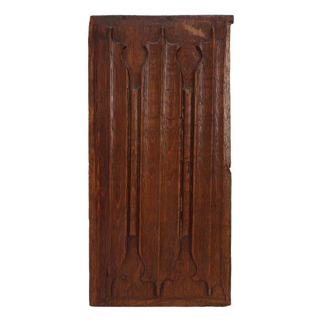 Antique Gothic Linenfold Panel in Carved Oak, 1500s For Sale