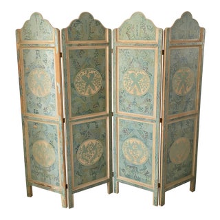 Antique Shabby Chic DeCoupage Screen For Sale