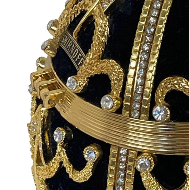 Black Gilt Faberge Egg Style Ice Bucket in Black Velvet with Crystal Inlay from Smirnoff For Sale - Image 8 of 9