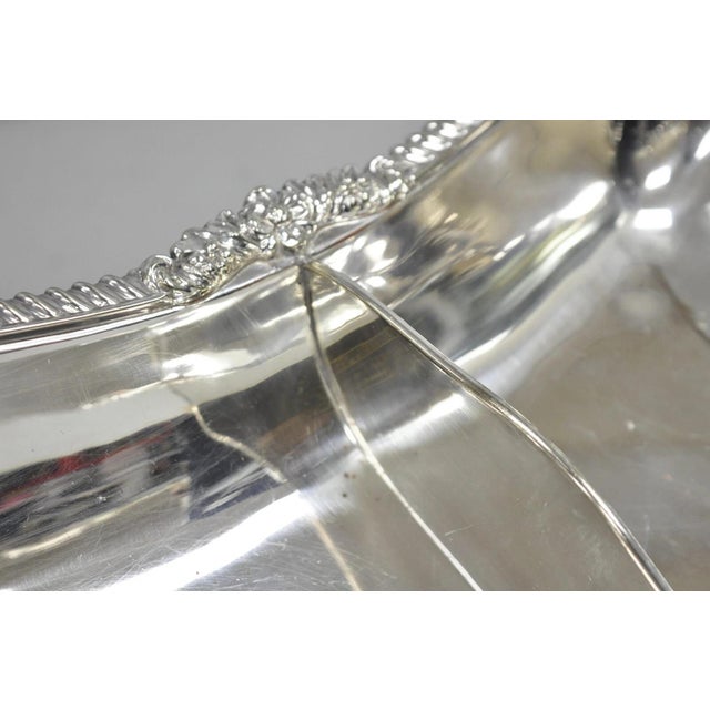 Metal Antique English Victorian Scalloped Silver Plated Serving Dish Platter With Divider For Sale - Image 7 of 12