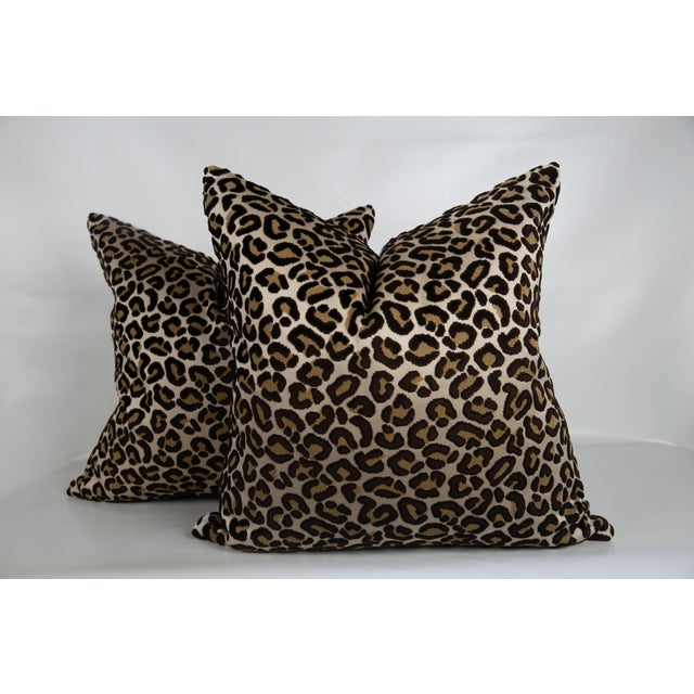 2020s Designer Leopard Cut Velvet Pillow Covers 22x22 - a Pair For Sale - Image 5 of 5