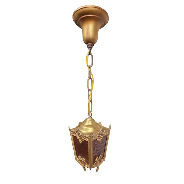 Petite 1920s Hanging Lantern Chandelier For Sale - Image 10 of 10